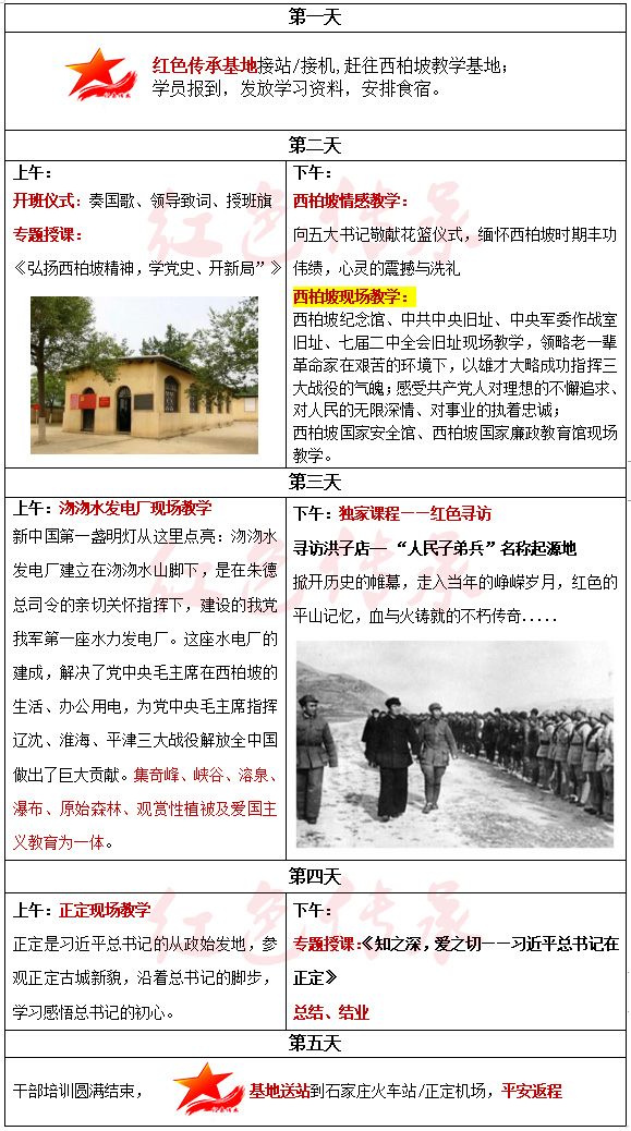 學(xué)習(xí)、弘揚(yáng)西柏坡精神5天方案